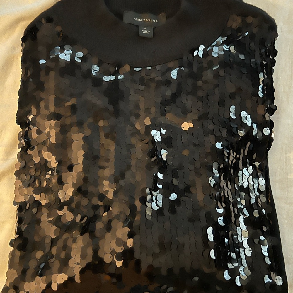 Ann Taylor Black Sequin Sweater
